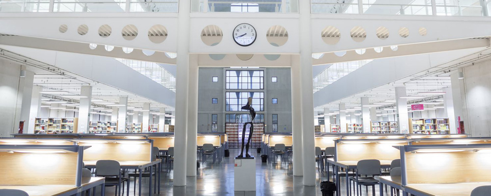 Interior de la biblioteca de la Universidad Pública de Navarra en Arrosadia